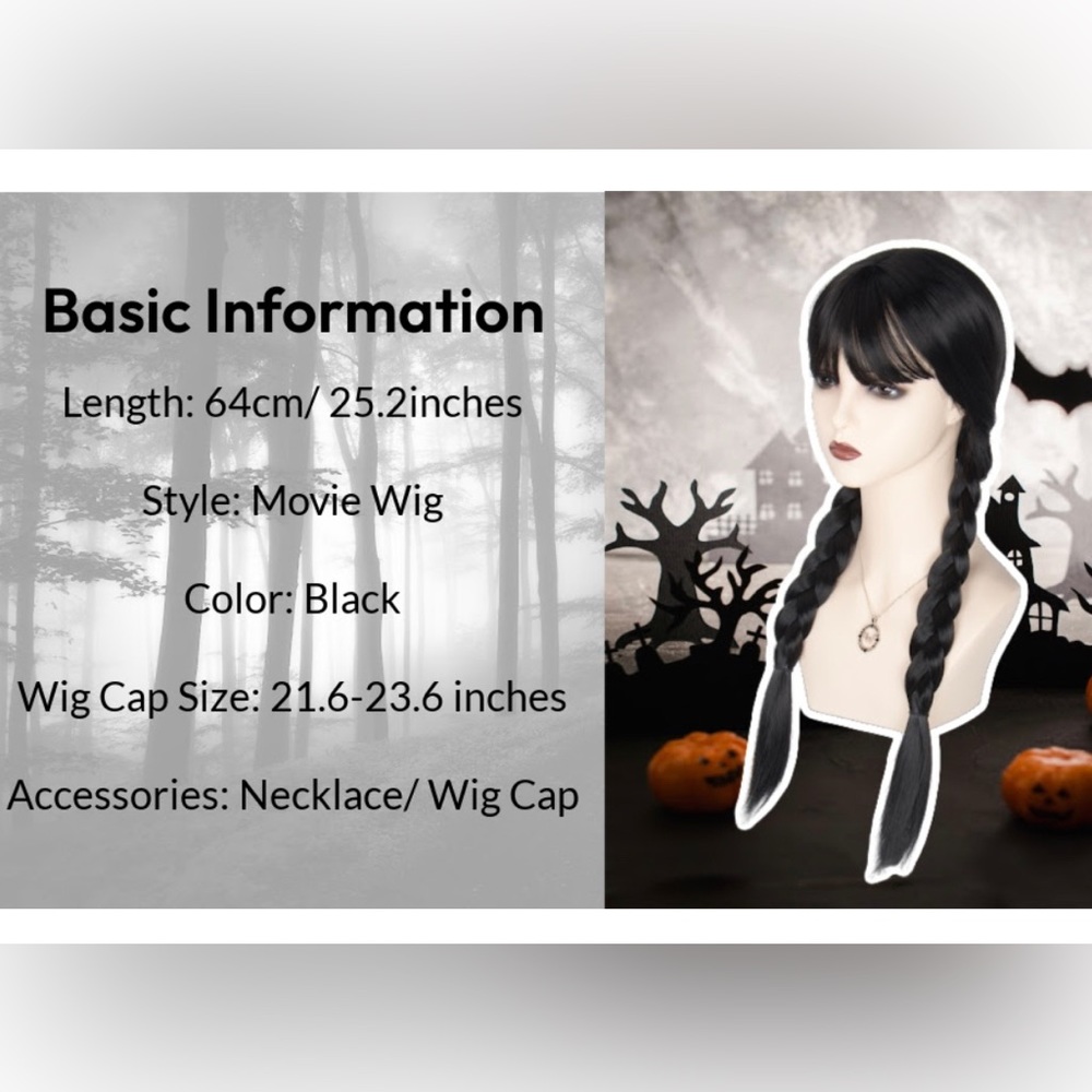 NEW! Women’s Long Black Braids - Wig - Twisted Pigtail - Cosplay - Wednesday - Picture 7 of 7